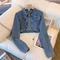 Chic Black Denim Crop Jacket