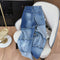 Furry Patchwork Gradient Blue Jeans