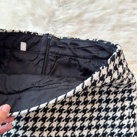 Bow Cardigan&Skirt Houndstooth 2Pcs
