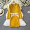 Lace Trim Cardigan&Skirt French Style 2Pcs