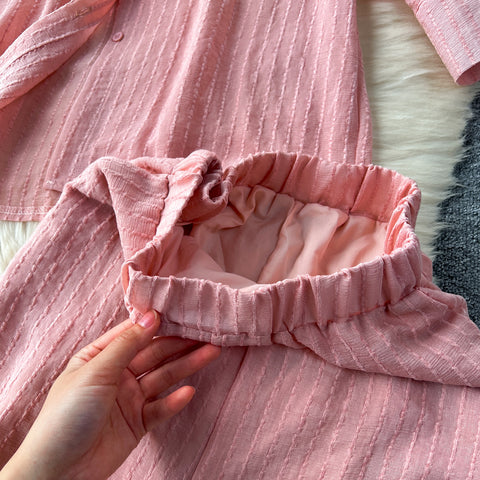 Loose Shirt&Wide-leg Shorts 2Pcs