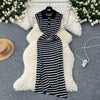 Color Blocking Striped Knitted Dress