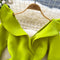 V-neck Grass Green Ruffled Dress