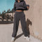 Zipped Collar Sweatshirt&Trousers 2Pcs