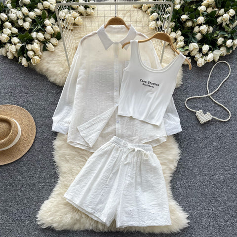 Shirt&Camisole&Shorts Sportswear 3Pcs