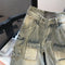 American Style Large-pocket Distressed Jeans