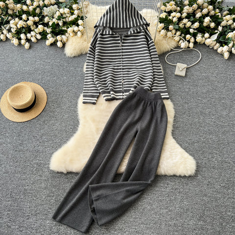Striped Hoodie&Trousers Casual 2Pcs