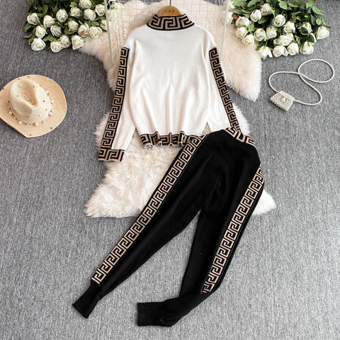 Zipped Cardigan&Trousers Jacquard 2Pcs