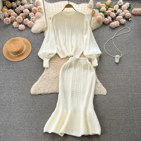 Sweater&Fishtail Skirt Twisted 2Pcs