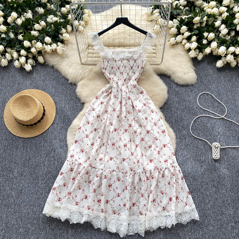Sweetie Lace Trim Floral Dress