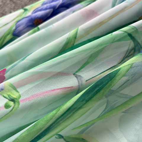 Off-shoulder Ruffled Floral Chiffon Dress