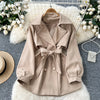 Premium Lapeled Lace-up Trench Coat