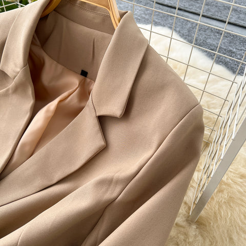 Suit Collar V-neck Pleated Dress