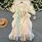 Fairy Rainbow Color Mesh Slip Dress