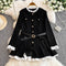 Vintage Lace Trim Pleated Black Dress