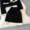 Blazer&Lace-trim Skirt Velvet 2Pcs