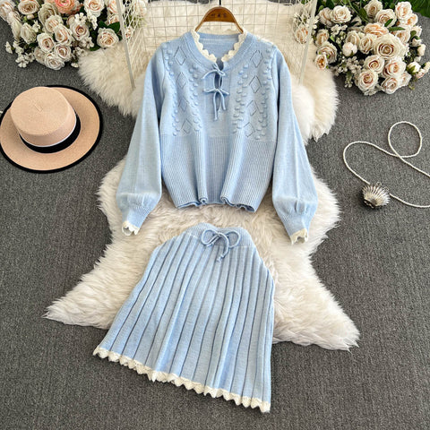 Sweetie Sweater&Pleated Skirt 2Pcs