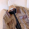 Loose-fit Houndstooth Printed Short Jacket