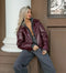 Vintage Matte Wine Red PU Jacket