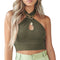 Solid Color Backless Halter Camisole