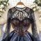 Embroidered Lace Black Puffy Dress