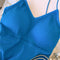 Chic V-neck Blue Padded Camisole