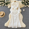 Elegant Waist-slimming Lace Shirt Dress