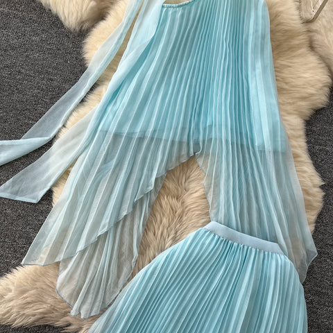 Irregular Design Top & Skirt Fairy Blue 2Pcs