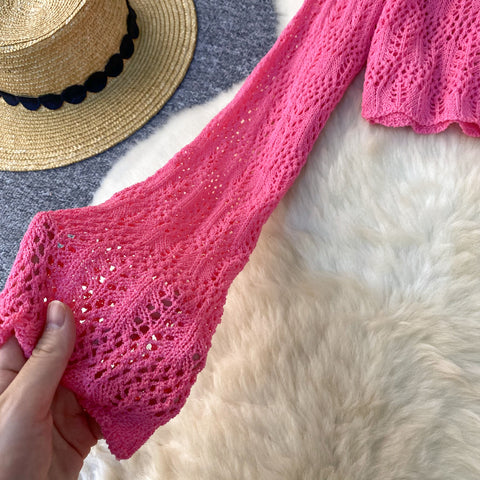Crew Neck Top&Shorts Knitted 2Pcs