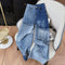 Furry Patchwork Gradient Blue Jeans