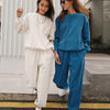 Solid Color Sweatshirt&Trousers Sportswear 2Pcs