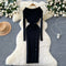 Niche Lapeled Waist-slimming Knitted Dress