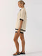 Niche Cardigan&Shorts Color Blocking 2Pcs