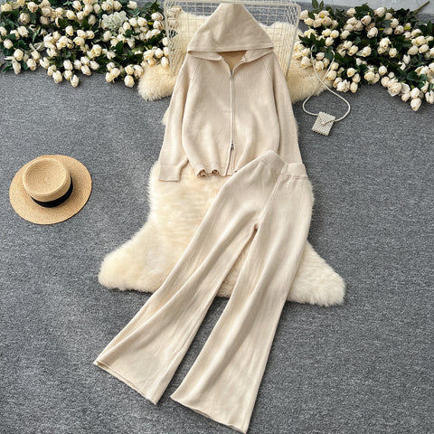 Knitted Hoodie&Trousers Casual 2Pcs