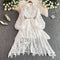 Hollow Embroidery Dress&Slip Dress 2Pcs