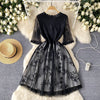 Vintage Black Puffy Lace Dress