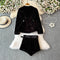 Black Suede Cardigan&Shorts 2Pcs