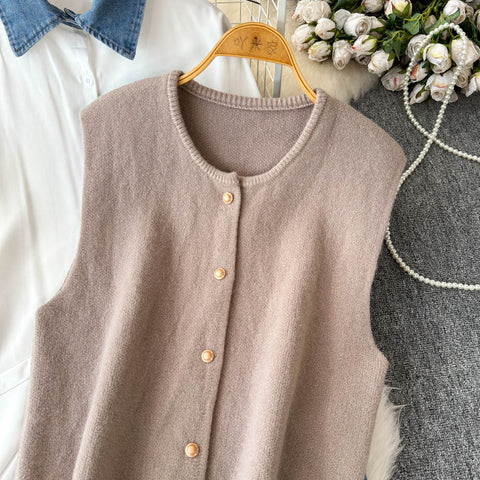Denim Patchwork Shirt & Knitted Vest