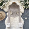 Furry Cuff Stand Collar Cardigan