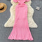 Vintage Ripped Knitted Dress 2Pcs