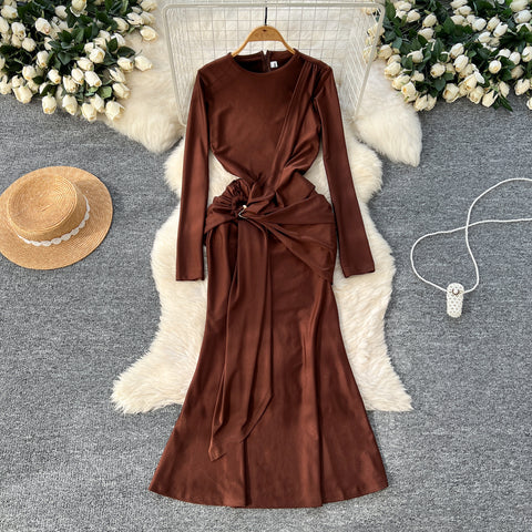 French Style Knotted Buckle Party Dress