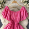 Sweetie Pleated Solid Puffy Dress