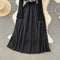 Asymmetric Ruffled Slip Black Dress