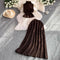 Turtleneck Knitwear&A-line Skirt 2Pcs