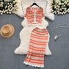 Cardigan&Skirt Wave Striped Knitted 2Pcs