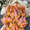 Off-shoulder Layered Neckline Floral Dress