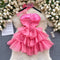 High-end Puffy Ruffle Dress with Ribbon