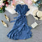 Vintage Asymmetric Ruffled Fishtail Dress