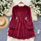 V-neck Fringed Embroidery Ruffled Dress