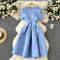 Knotted Bow Pleated Blue Dress